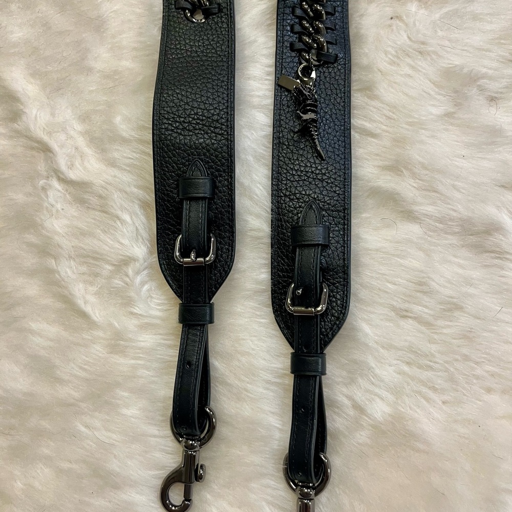 Coach Black Leather Chain-Trim Belt Bag Strap with Rexy Charm - Picture 5 of 6